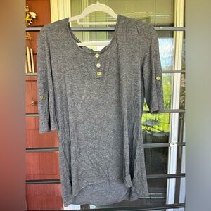 Zenana Grey with Gold Buttons Detail Top